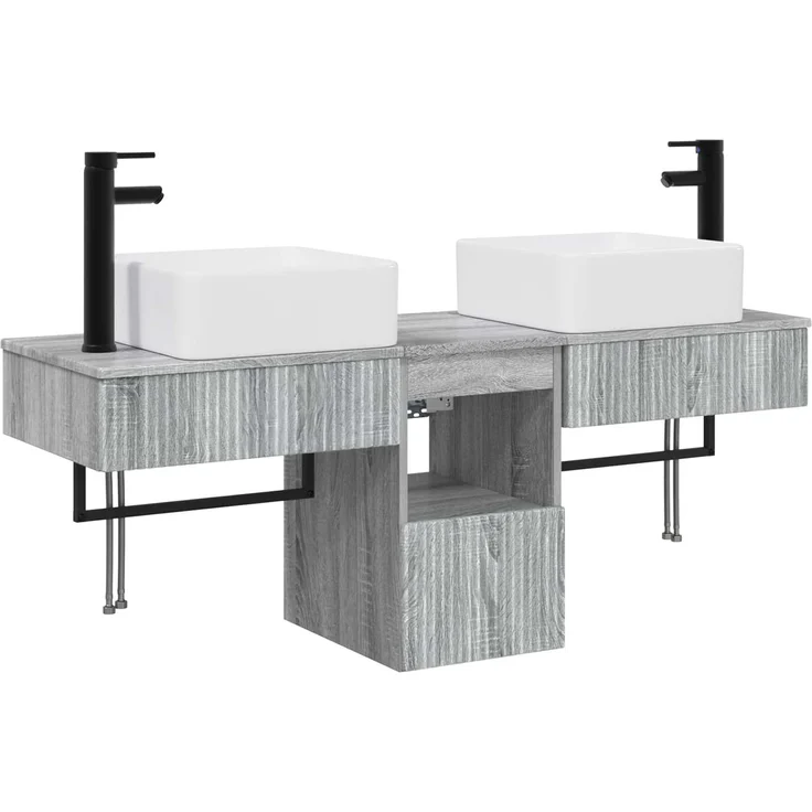 vidaXL Badezimmerschrank-Set 3 stk. Grau Sonoma 130 x 41 x 80 cm 3405603 – Bild 2