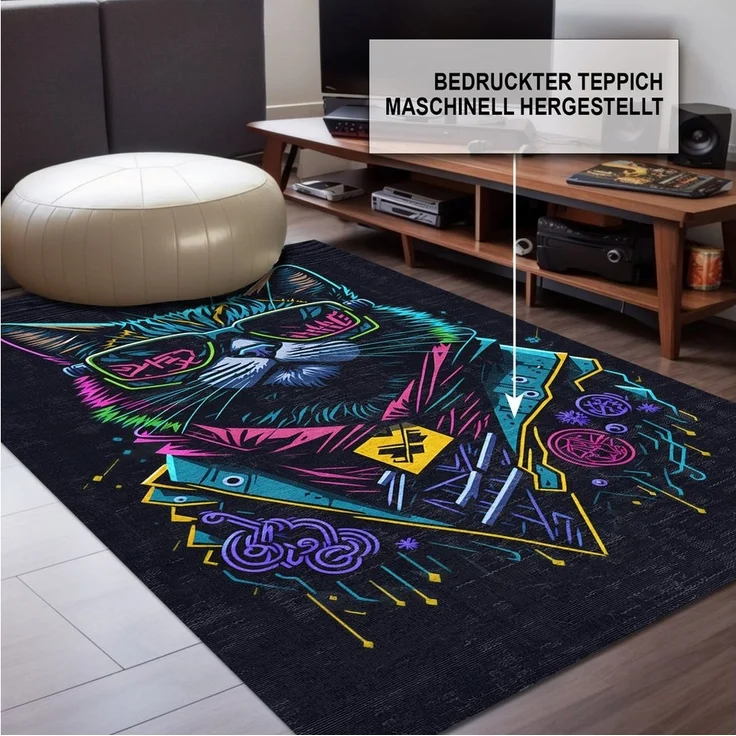 Bamyum Teppich Blackcat Chenille Druck Teppich, Gaming Videospiel Waschbarer Teppich, Einzelstück – Bild 2