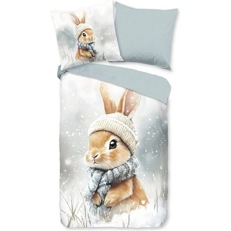 good morning Bettwäsche Comfort Baumwolle, Flanell, 2 teilig, Hase, Winter, Wendebettwäsche