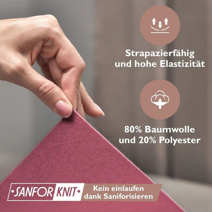 leevitex® Spannbettlaken für kalte Nächte – angenehm weich, passgenau, farbstark & pflegeleicht, Molton, Gummizug: rundum, (1 Stück), verschiedene Größen und Farben, 80% Baumwolle 20% Polyester, 25cm Steg – Bild 4