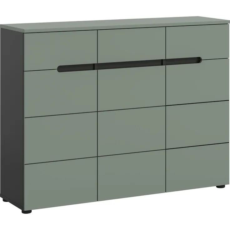 Schuhkommode (B/H/T: 94x120x37 cm) in Smoke Green Nachbildung