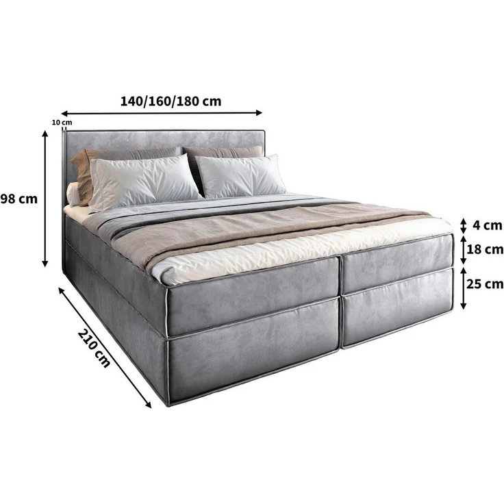 Masseno Boxbett PELLIO 160x200 cm mit Bonell Matratze und Topper – Bild 3