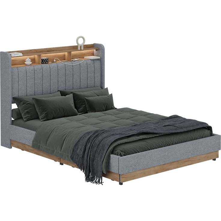 Polsterbett Nura Grau 140x200 cm mit 4 Schubladen Vitalispa – Bild 6