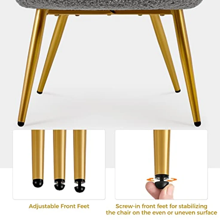 Yaheetech Ohrensessel mit Hocker Polyester-Bezug, Fernsehsessel Armlehnensessel Polstersessel Relaxsessel Cocktailsessel Teddy-Plüsch Stilvolles Design Grau – Bild 9