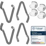 SmartProduct Höhenversteller Haken für Laufgitter – Verzinkter Ersatzhaken von Stahl, Ersatzversteller 4er-Pack für mehrere Höhenverstellung Laufstall und 4 x transparente Eckschützer - PVC Möbel