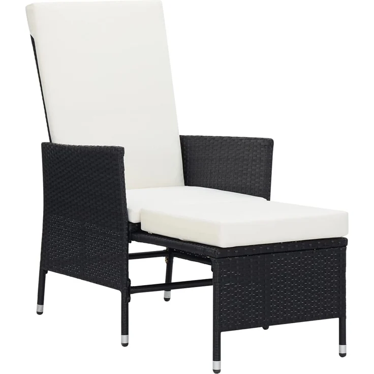 Garten-Liegestuhl, Sonnenliege, Liegestuhl mit Auflagen Poly Rattan Schwarz – Bild 2