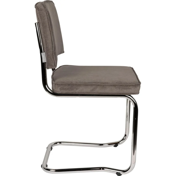 Zuiver Esszimmerstuhl Ridge Kink im 2er-Set, Rib-Stoffbezug in Grau mit Stahlgestell in Silber, pro Stuhl belastbar bis 120 kg – Bild 4