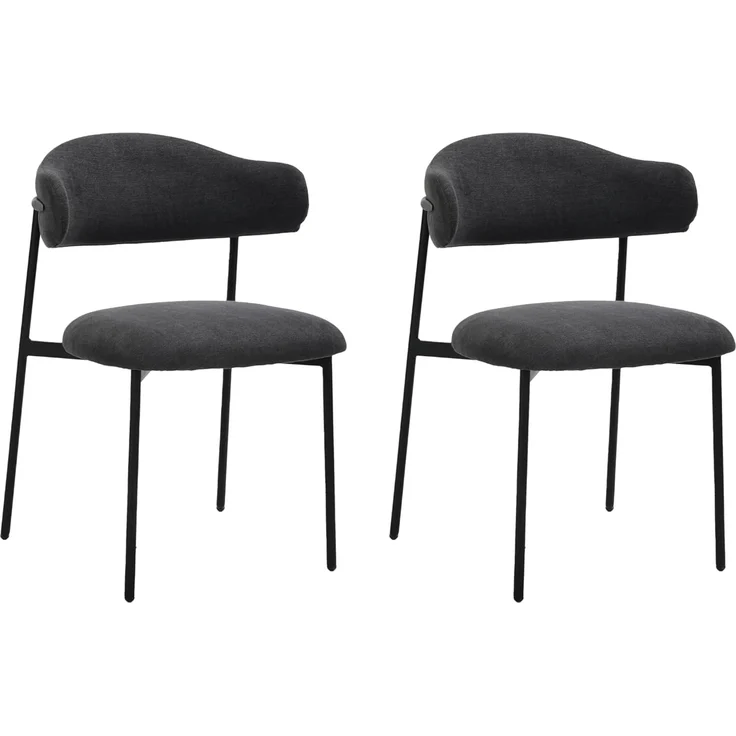 byLIVING Esszimmerstuhl 2er Set Jersey/Webstoff dunkelgrau/Gestell Metall schwarz / 4-Fuß-Stuhl/Küchenstuhl/Polsterstuhl/B 58, H 78, T 54,5 cm – Bild 1