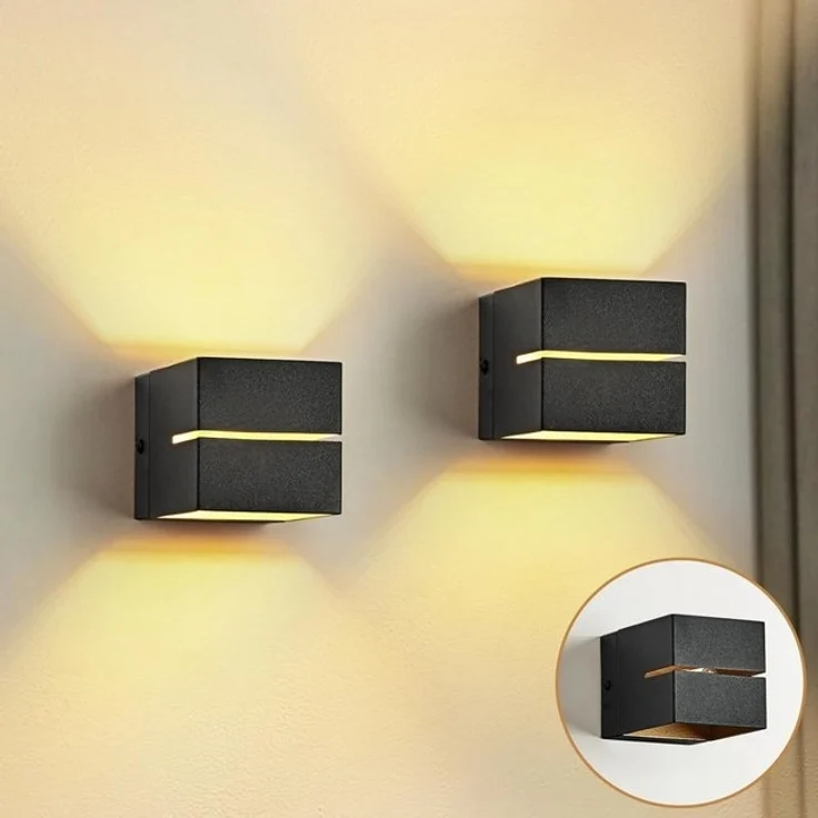 Vivitar LED Wandleuchte Wandleuchte Aluminium –2er SET– Wandlampe Schwarz Gold, LED wechselbar, Design Wandbeleuchtung für Wohnzimmer, Schlafzimmer, Flur – Bild 4