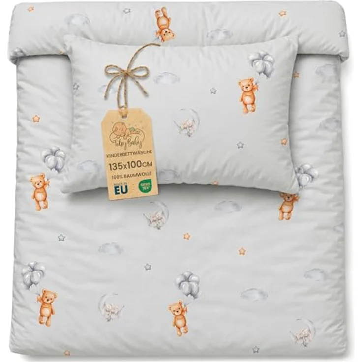 Kinderbettwäsche Baby Bettwäsche 100x135 cm aus Baumwolle - Kinder Set von Duvet Cover 100x135 und Kissenbezug 40x60 cm Junge und mädchen babybettwäsche bettbezug für Kleinkind Oeko-Tex – Bild 2