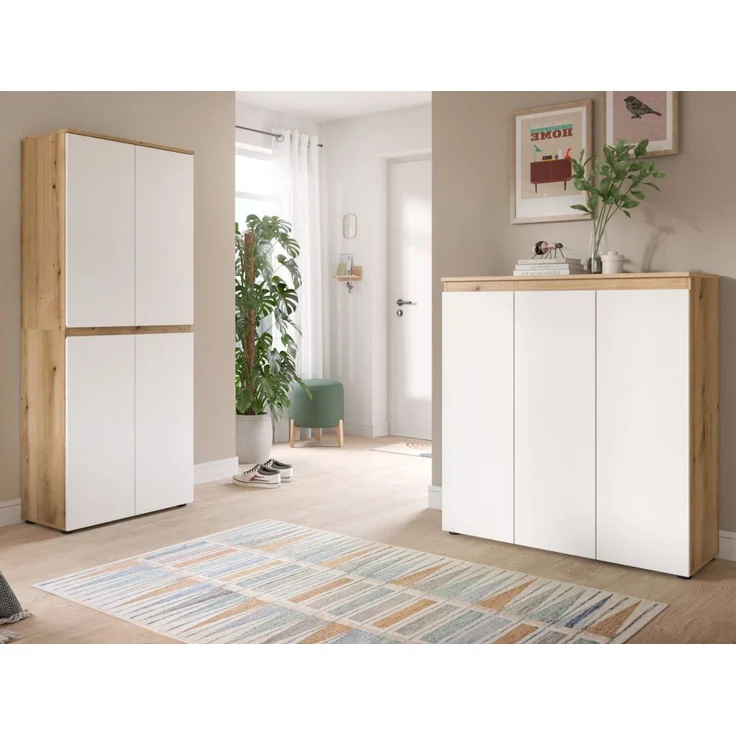 Mehrzweckschrank Assino in weiß und Eiche 70x175 cm – Bild 6
