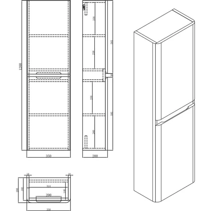 doporro Seitenschrank Seitenschrank Badschrank Badezimmer Hängend Regal Lucca – Bild 7