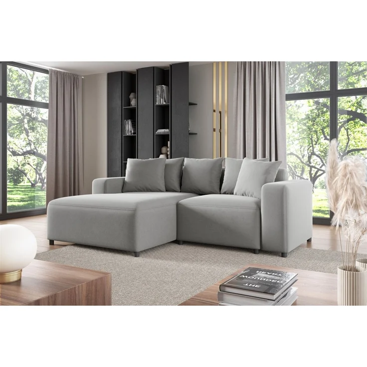 Polsterhocker Designerhocker Hocker MEGAN in Stoff Salvador Hellgrau – Bild 2