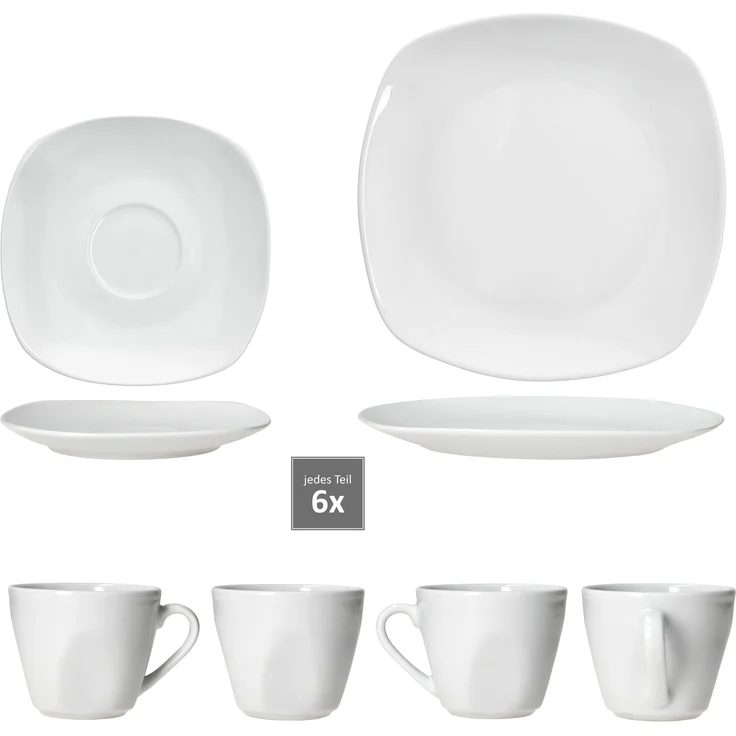 18tlg Kaffeeservice Lotta weiß Porzellan 6 Personen – Bild 4