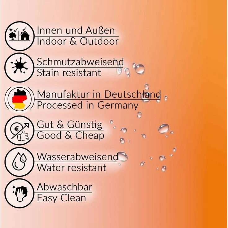 ANRO Tischdecke abwaschbar Wachstuch-Tischdecke Gartentischdecke (Einzelstück 1-tlg), wasserabweisend Einfarbig Orange Breite 140cm – Bild 4