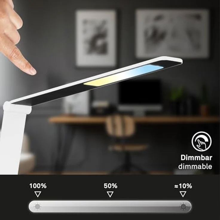 Briloner Cuma LED Schreibtischlampe, Induktive Ladefläche, Dimmbar, Touch, Speicherfunktion, Weiß, Ø18 x 44 cm – Bild 7