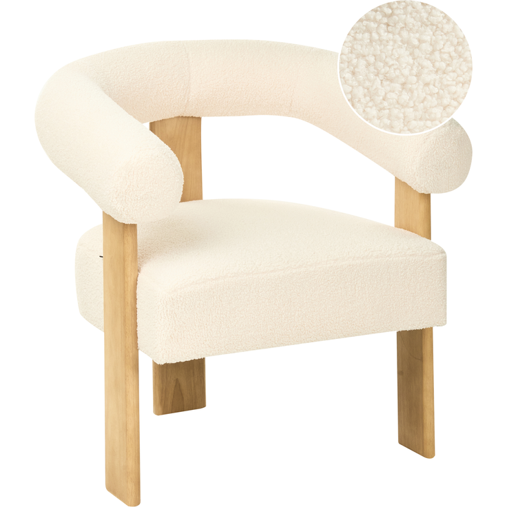 Sessel ILBRO Bouclé Cremeweiß Hellbraun