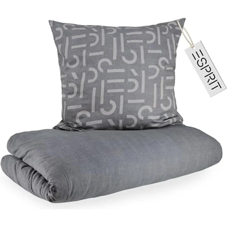 Esprit Bettwäsche FLANELL Winter Bettwäsche, Baumwolle, 1 teilig, 135 x 200 cm in Grau – Bild 2