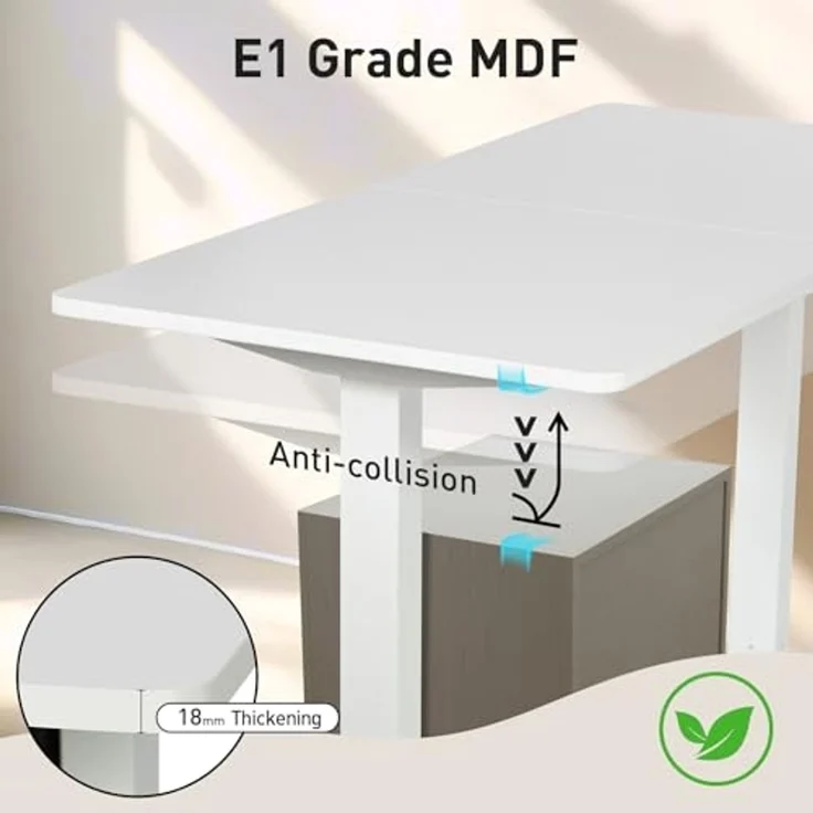 Todeco Höhenverstellbarer Schreibtisch 120 x 60 cm, Höhenverstellbar Elektrisch mit Memory-Funktion, Kindersicherung und Anti-Kollisions Technologie, Ergonomisches Sitz-Stehpult für Heimbüro – Bild 5