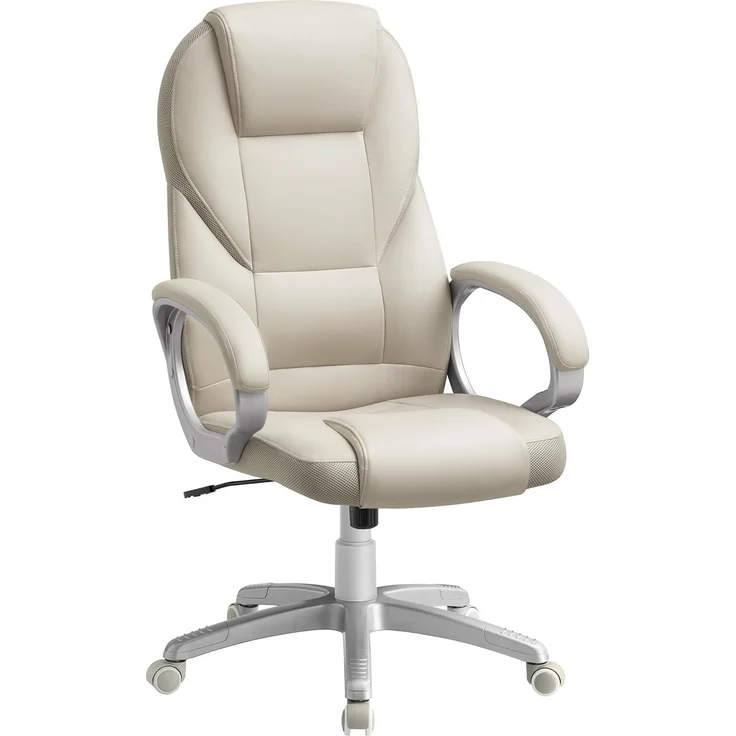 Songmics OBG022W01 Bürostuhl, Gaming Stuhl, Schreibtischstuhl, ‎Cremeweiß, 54x50 x (112-122) cm
