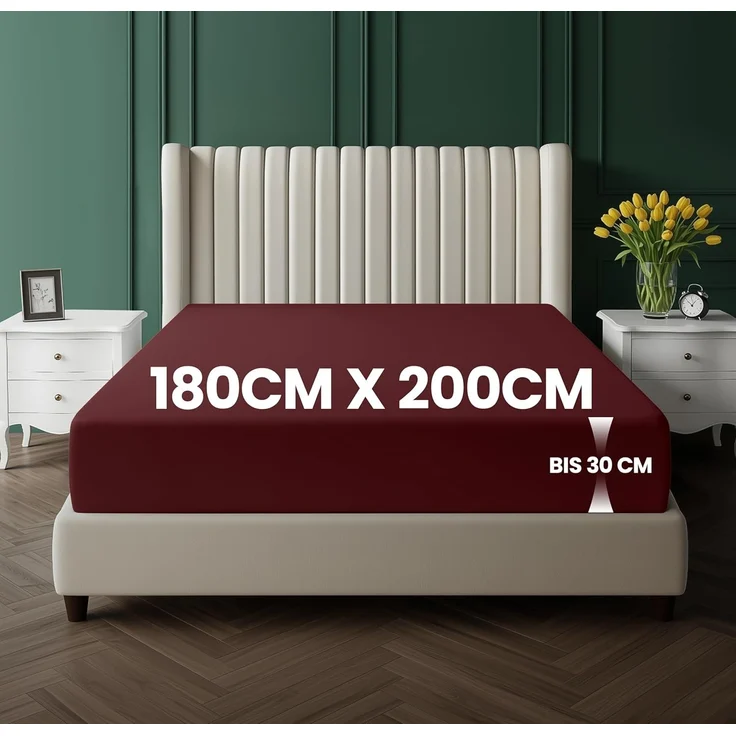 Utopia Bedding - Spannbettlaken 180x200 cm Bis 30 cm - Burgunderrot - Gebürstete Mikrofaser Spannbetttuch - Oeko Tex Standard 100 – Bild 2