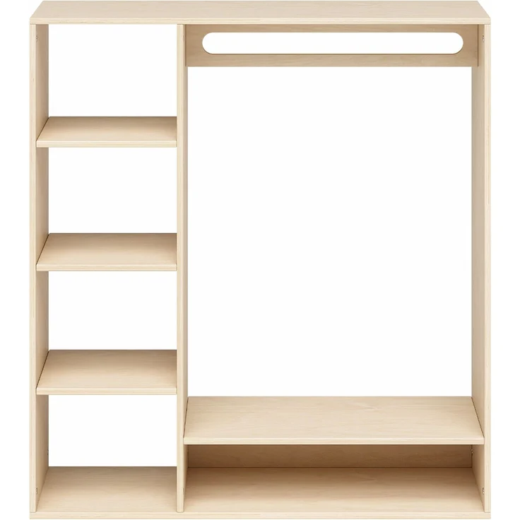 Bellabino 'Tea' Kindergarderobe, natur unbehandelt, Sperrholz Birke, 114x40x105 cm, Kinderkleiderschrank mit Kleiderstange und 6 Ablagefächern – Bild 10