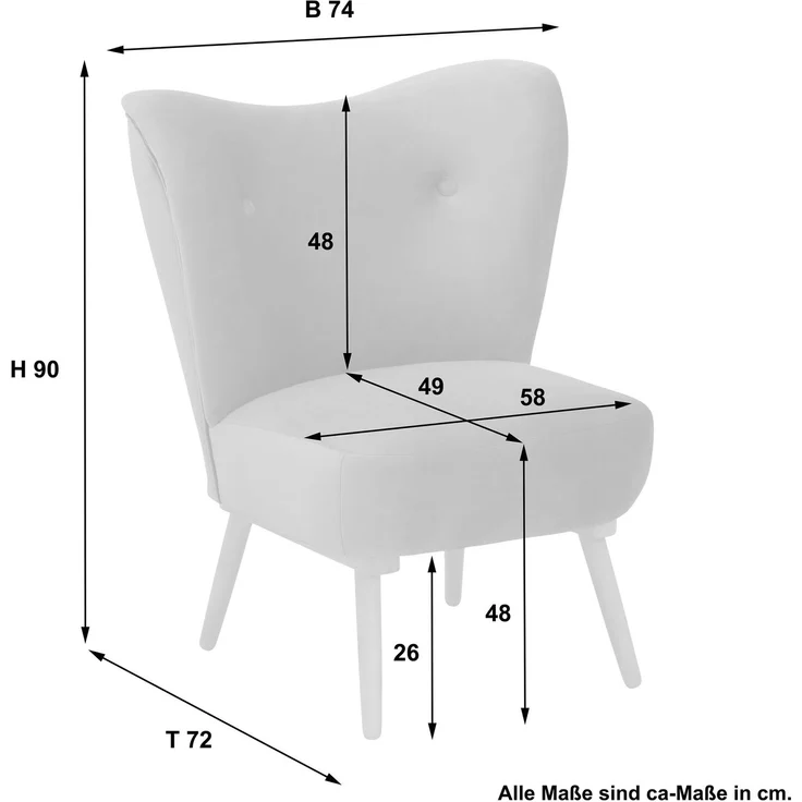 Cocktailsessel Kayra Samtvelours rot – Bild 6