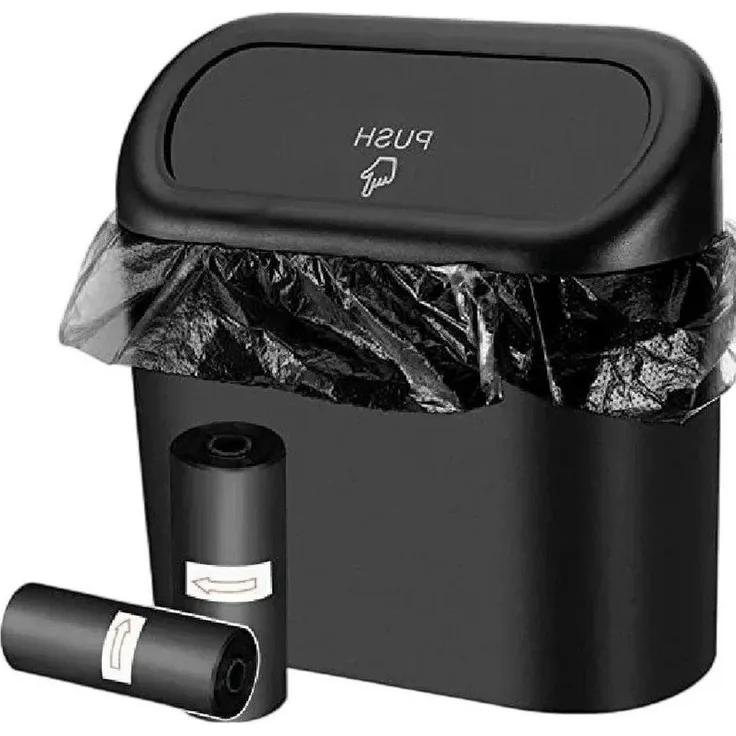 MEGAGOODS Mülleimer Auto-Mülleimer mit Deckel inkl. 300 Beutel wasserdicht klein DE.