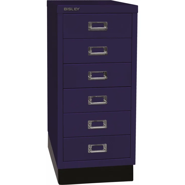 BISLEY Schubladenschrank aus Metall für DIN A4 in oxfordblau mit 6 Schubladen und Sockel Büroschrank Werkzeugschrank, L296S-639