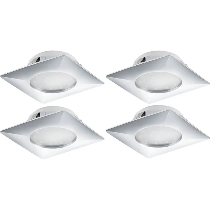 4er Set LED Decken-Einbaustrahler, chrom, Einbautiefe 12cm