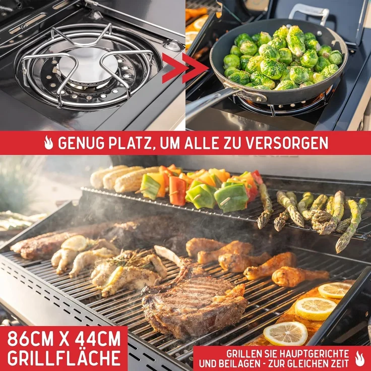 Nexgrill Gasgrill "Deluxe" mit Seitenkochfeld, schwarz,6+1 Brenner – Bild 6