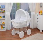 WALDIN Stubenwagen-Set mit Ausstattung, Gestell/Räder weiß lackiert, Ausstattung weiß