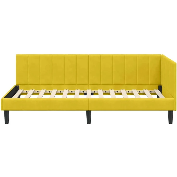 vidaXL Eckbettgestell mit Kopfteil Gelb 90 cm x 200 cm Samt 42016354 – Bild 4