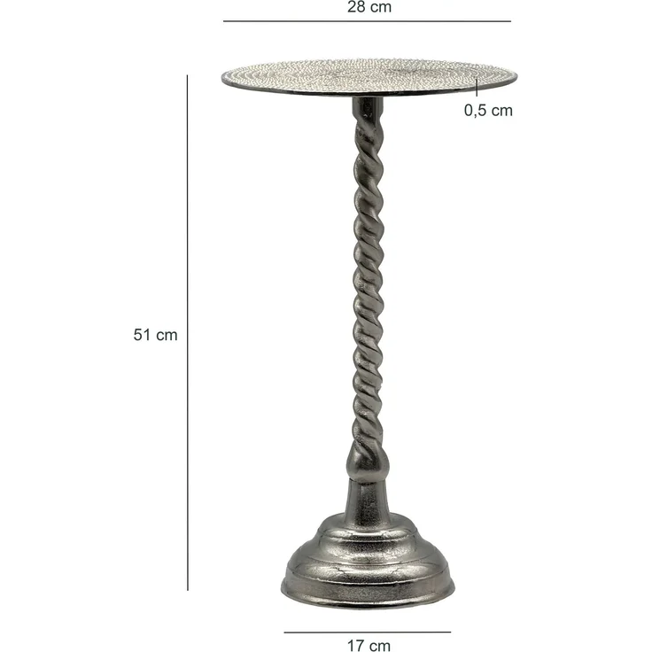 FineBuy Beistelltisch Aluminium 28cm - Kleiner runder Anstelltisch aus Metall silber - Design Wohnzimmertisch - Dekotisch - Couchtisch - Metalltisch Handmade pflegeleicht – Bild 3