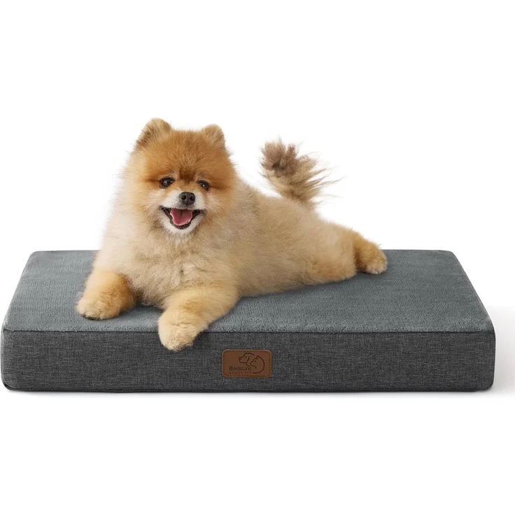 BEDSURE orthopädisches Hundekissen kleine Hunde - 61 x 41 x 8 cm waschbares Hundebett mit 2 in 1 Memoryschaum, kuscheliges Hundematte Hundematratze in größe, dunkelgrau – Bild 1