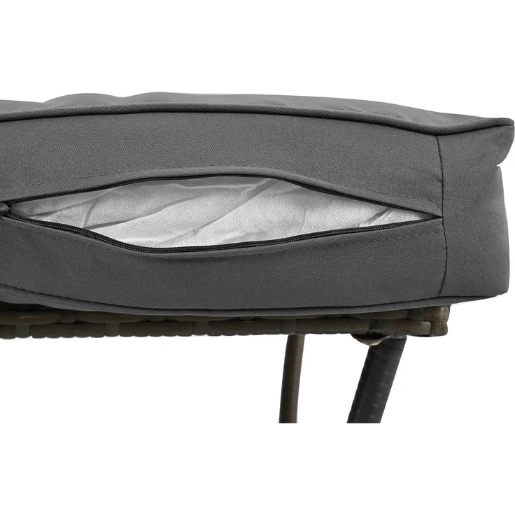 Balkonset mit 1 quadratischem Glastisch und 2 Schaukelstühlen, 3-tlg, Loungeset, Gartenmöbel, Metallrahmen, Polyrattan – Bild 10