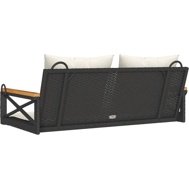 vidaXL Hängebank mit Kissen Schwarz 109x62x40 cm Poly Rattan 368155 – Bild 6