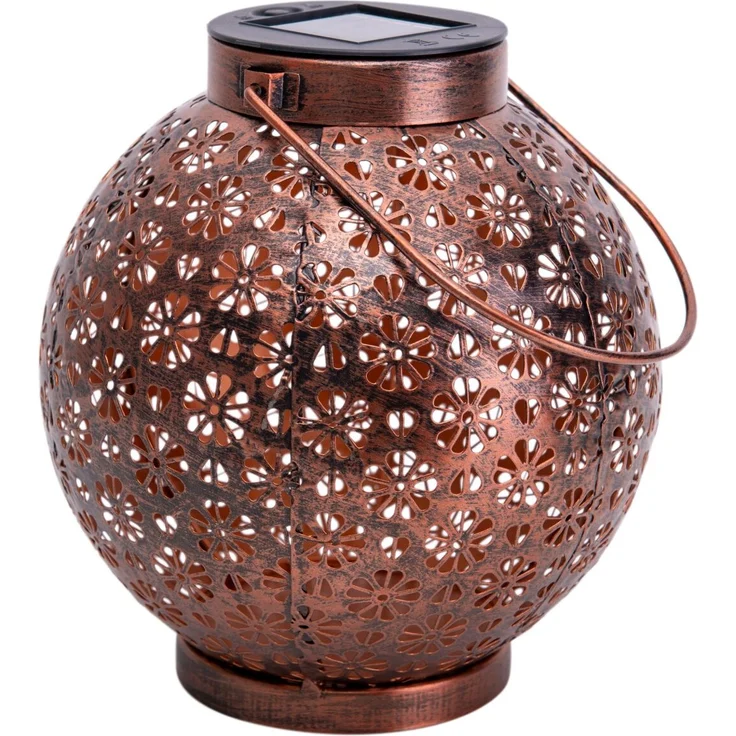 Näve Solar-Gartenleuchte LED mit Dämmerungssensor Blumenmuster 19 cm bronze – Bild 1