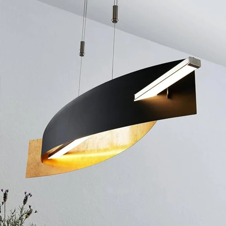Lucande LED-Hängeleuchte Marija, 101 cm, dimmbar, schwarz-gold – Bild 5