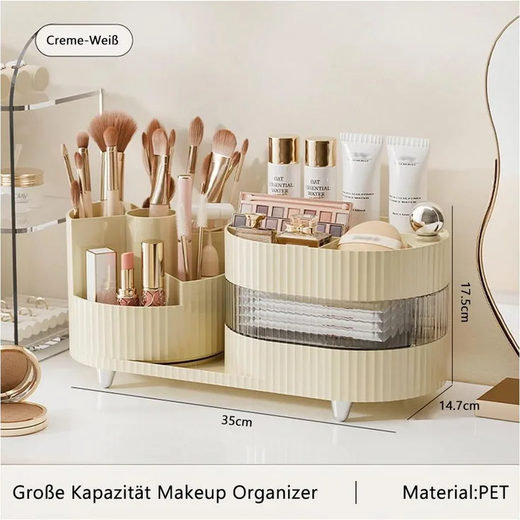 TUWENA Make-Up Organizer 360° Drehbarer Pinsel Organizer, Skincare Organizer für Badezimmer