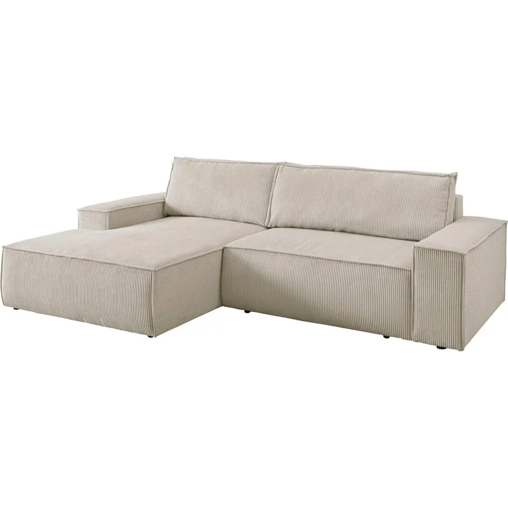 Home affaire Ecksofa SHERWOOD Schlafsofa 267 cm, L-Form, Schlaffunktion mit Bettkasten (210x136 cm), Cord, Vintage, Samtvelours – Bild 2