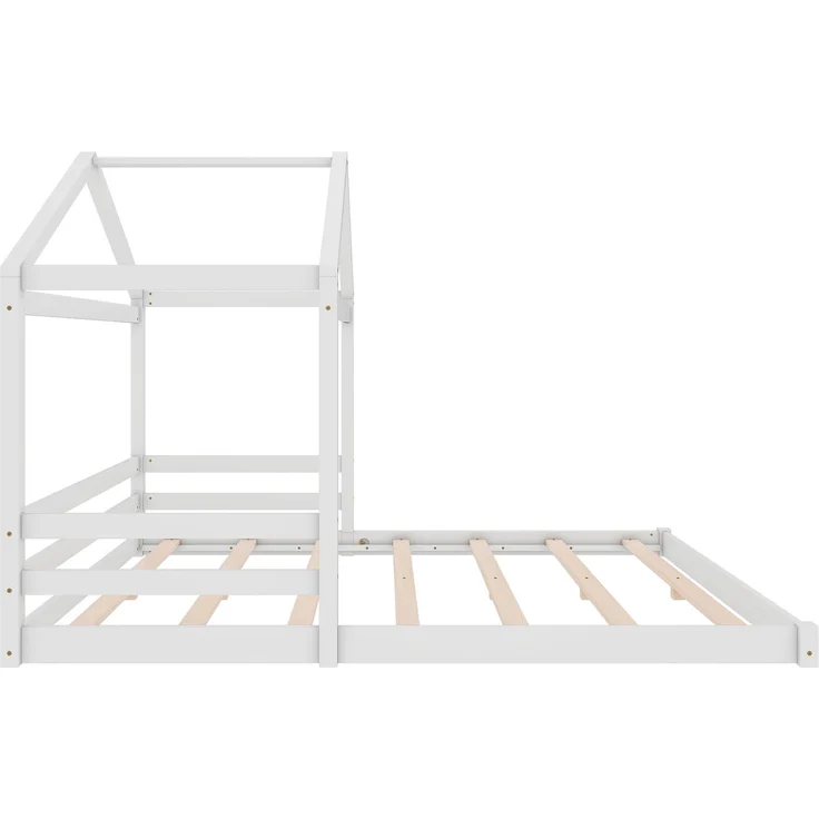 Hausbett 140x200 cm für Kinder, Kinderbett in Hausform mit Lattenrost,modernes Montessori Bett,stabiles Holzhausbett, Weiß – Bild 8