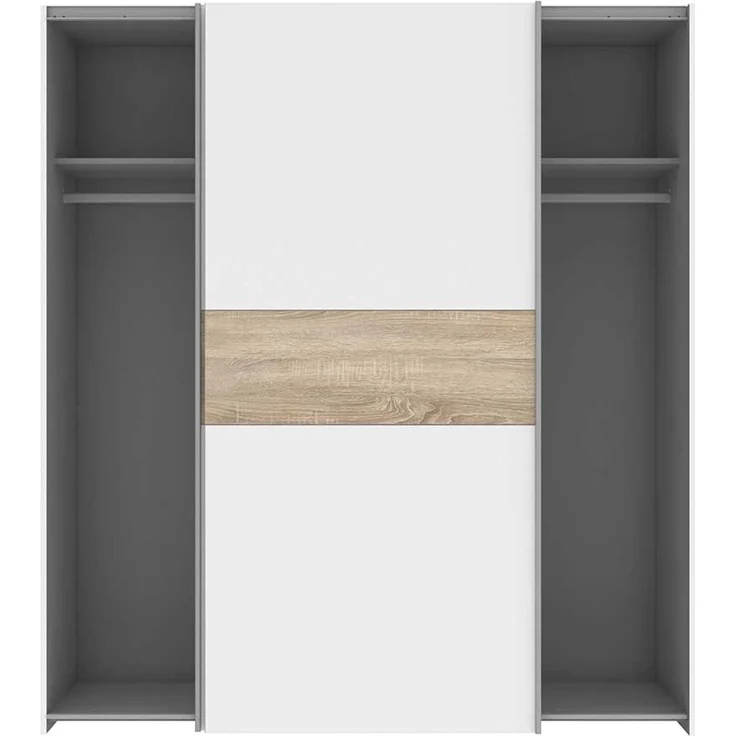 FORTE 'Nigel / Longline' Schwebetürenschrank, Holzwerkstoff Weiß/Holzfarben, 170 x 191 x 61 cm – Bild 5