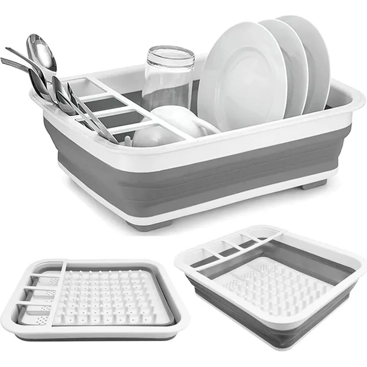 DELIPOP – Abtropfgestell Faltbar Abtropfständer, Geschirr Faltbar Abtropfgestell für Camping, Wohnwagen, Outdoor-Aktivitäten, Küche, Grau - 12x31x36cm