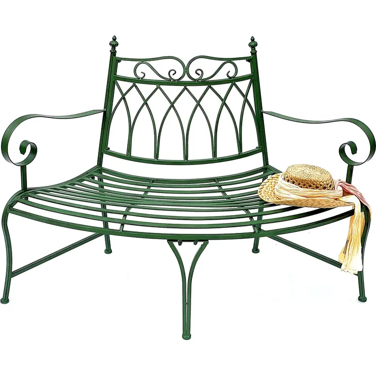 DanDiBo Gartenbank Wetterfest Halbrund aus Metall Grün 93996 140cm Bank Metallbank Sitzbank Garten