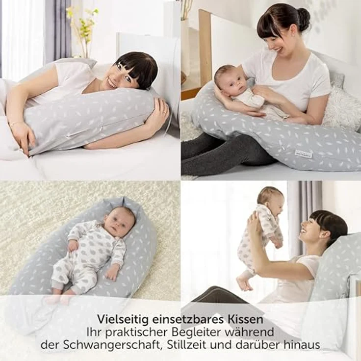 Theraline Stillkissen Das Original, 190 cm, mit geräuscharmen EPS-Microperlen, 100% Baumwollbezug, waschbar bei 60 °C, öko-tex-zertifiziert – Bild 2