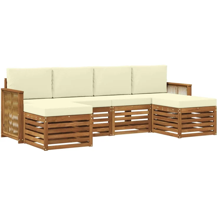 vidaXL Outdoor-Sofagarnitur 5 stk. 6-Sitzer Natur und Creme 3384686 – Bild 2