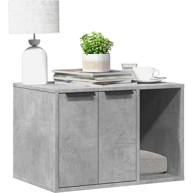 vidaXL Katzenklo Betongrau 60x40x40 cm Holzwerkstoff 857727 – Bild 1