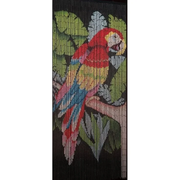 CONACORD Türvorhang Decona Papagei Dekovorhang bunt, Hakenaufhängung, halbtransparent, 90 x 200 cm, Bambus - blickdicht dank hoher Stranganzahl – Bild 2