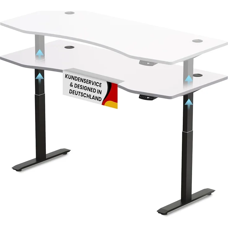 Schreibtisch Höhenverstellbar Elektrisch Mit Memory Funktion Ergonomischer Stehtisch Mit Teleskop Tischgestell 180x80 cm Oder 150x78 cm (Schwarz-Weiß, 180x80 cm)
